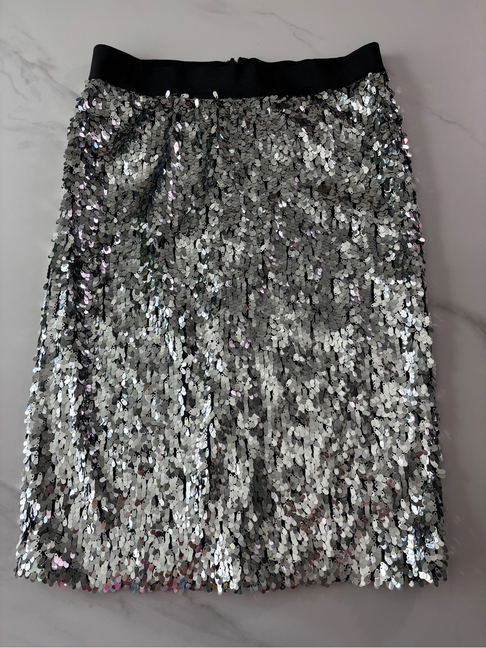 Vince Camuto Silver Sequin Skirt Sz S - Picture 3 of 10